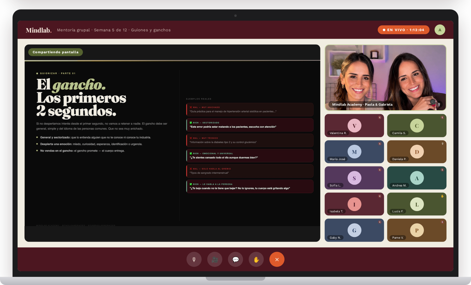 12 semanas de mentoría grupal en vivo